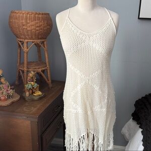Elegant White Crochet Swim Coverup